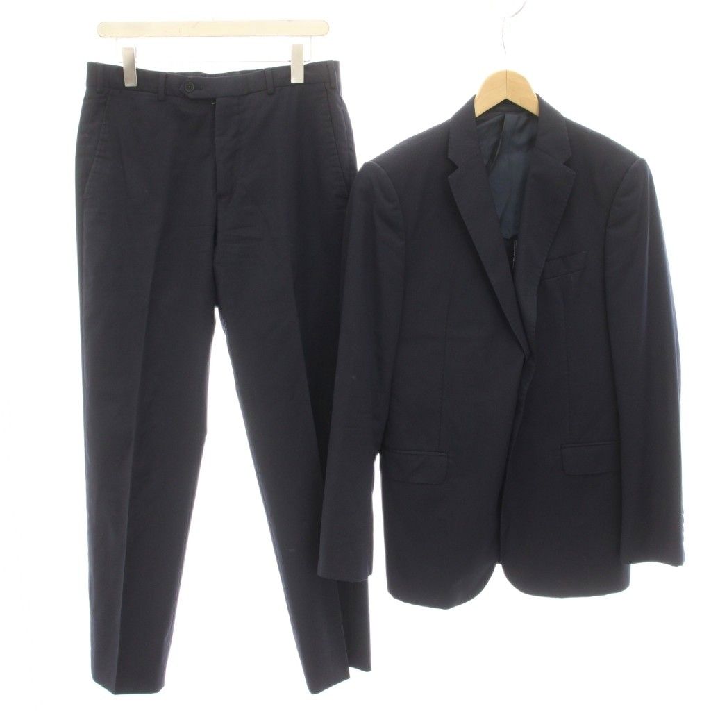 アルマーニ コレツィオーニ ARMANI COLLEZIONI M LINE スーツ テーラードジャケット シングル 2B スラックス パンツ ウール 48 紺 ネイビー /HN25