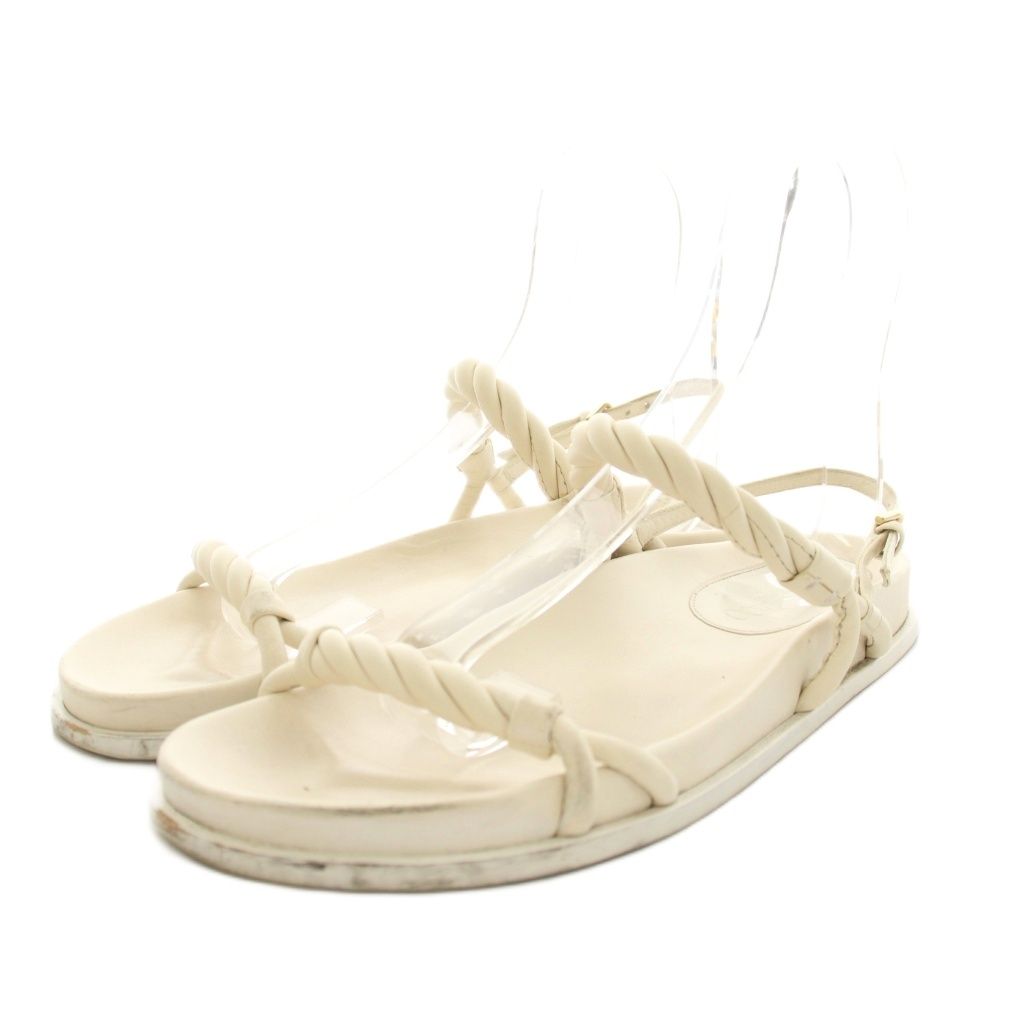 ジミーチュウ JIMMY CHOO ディオーサ フラット DIOSA FLAT サンダル アンクルストラップ レザー 38 アイボリー /YT