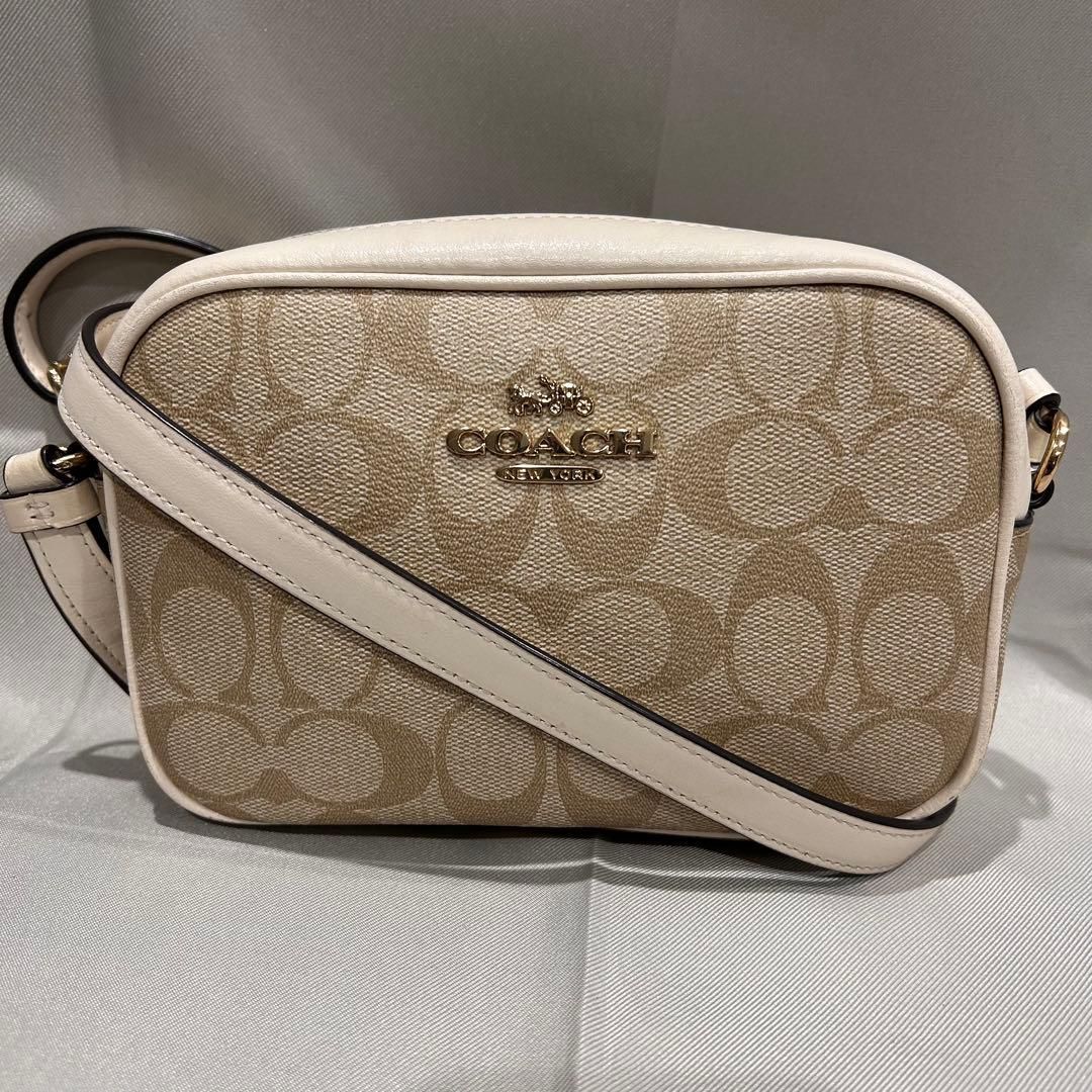 極美品 COACH コーチ シグネチャー柄 ミニショルダーバッグ レディース