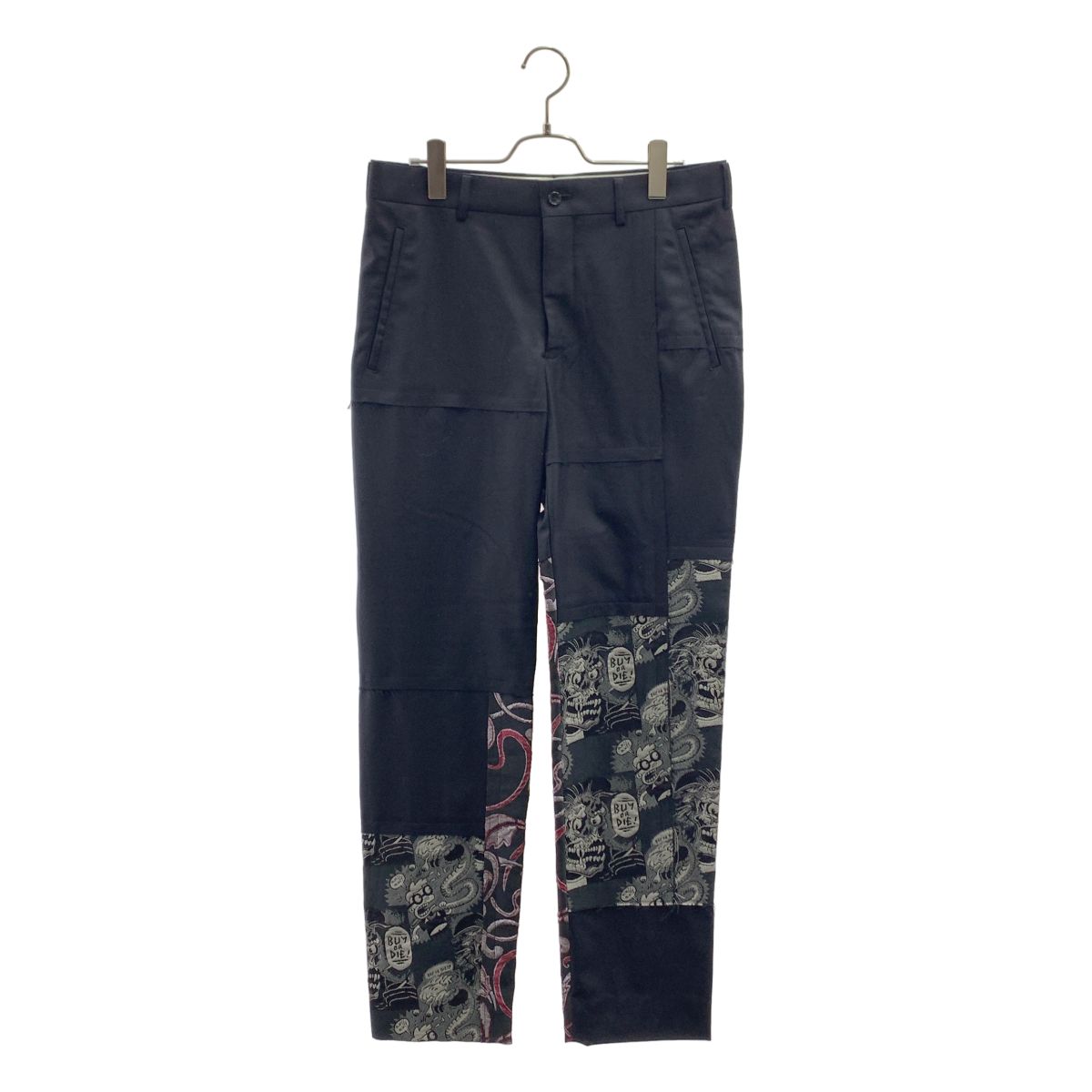 COMME des GARCONS HOMME PLUS / コムデギャルソンオムプリュス | 2019AW | コミック ジャガード 断ち切り 再構築 パンツ | S | ブラック | メンズ