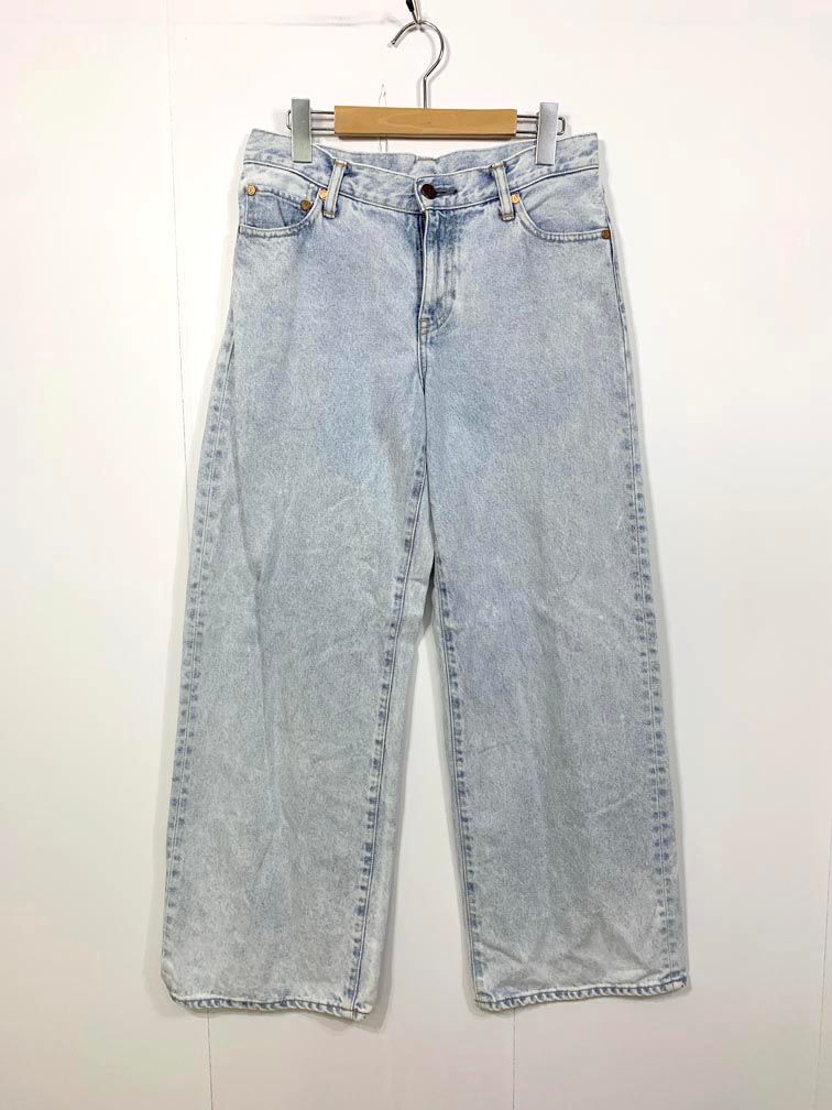 AUTHEN オーセン 日本製 LOW RISE WIDE LEG デニムパンツ size27/水色 ■■◎レディース