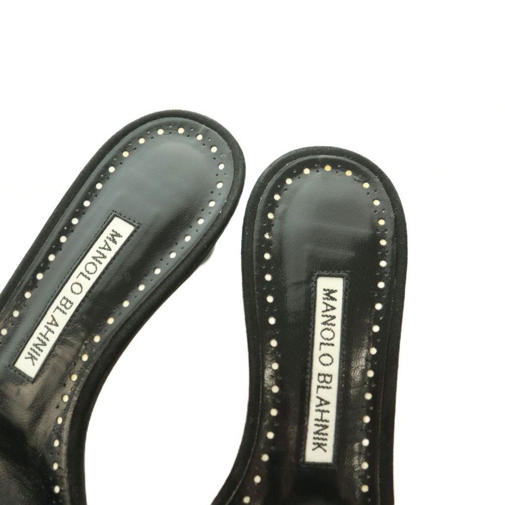 マノロブラニク MANOLO BLAHNIK BAYLIE ミュール ボア スクエアトゥ 37
