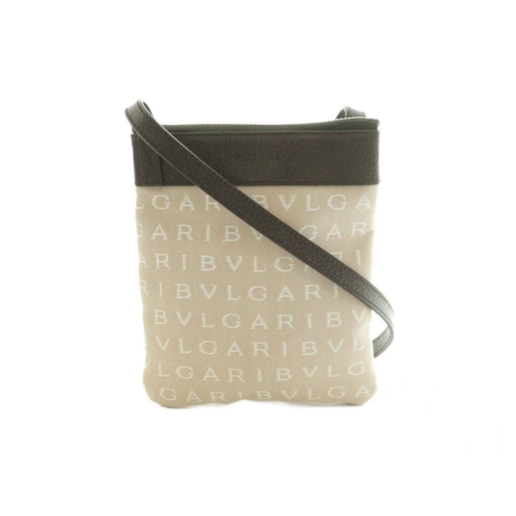 ブルガリ BVLGARI ロゴ ミニ ショルダーバッグ ロゴ総柄 ベージュ 茶 ブラウン /MI ■OS ■OH
