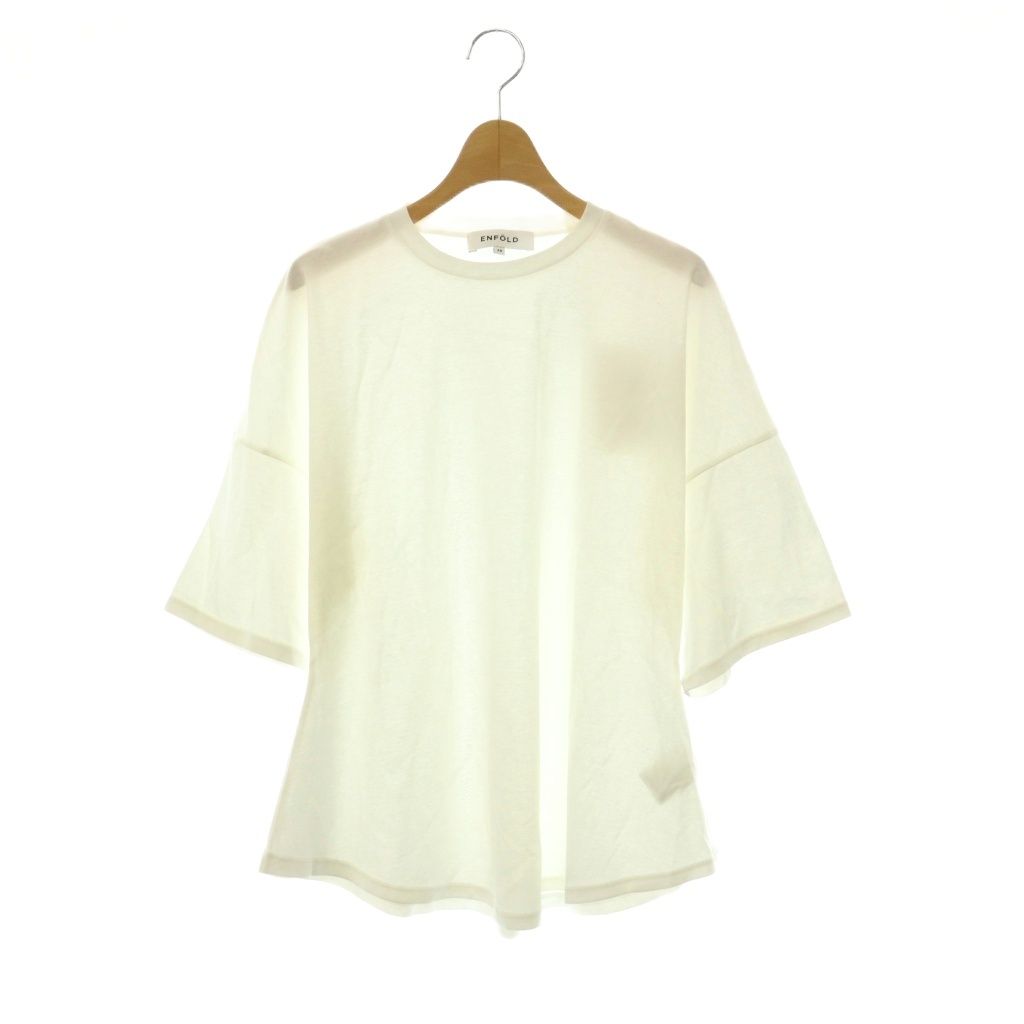 エンフォルド ENFOLD 26SS PEPLUM LOOSE T-SHIRT Tシャツ カットソー 五分袖 38 ホワイト /ES ■OS