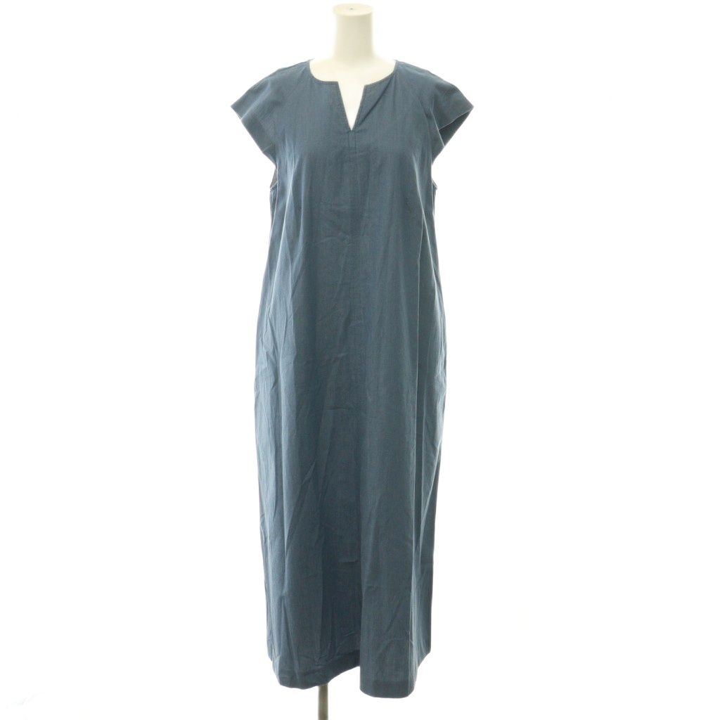 アドーア ADORE ×サージデブルー SERGE de bleu コットンシャンブレーワンピース キーネック フレンチスリーブ 38 スモークブルー /CX ■OS