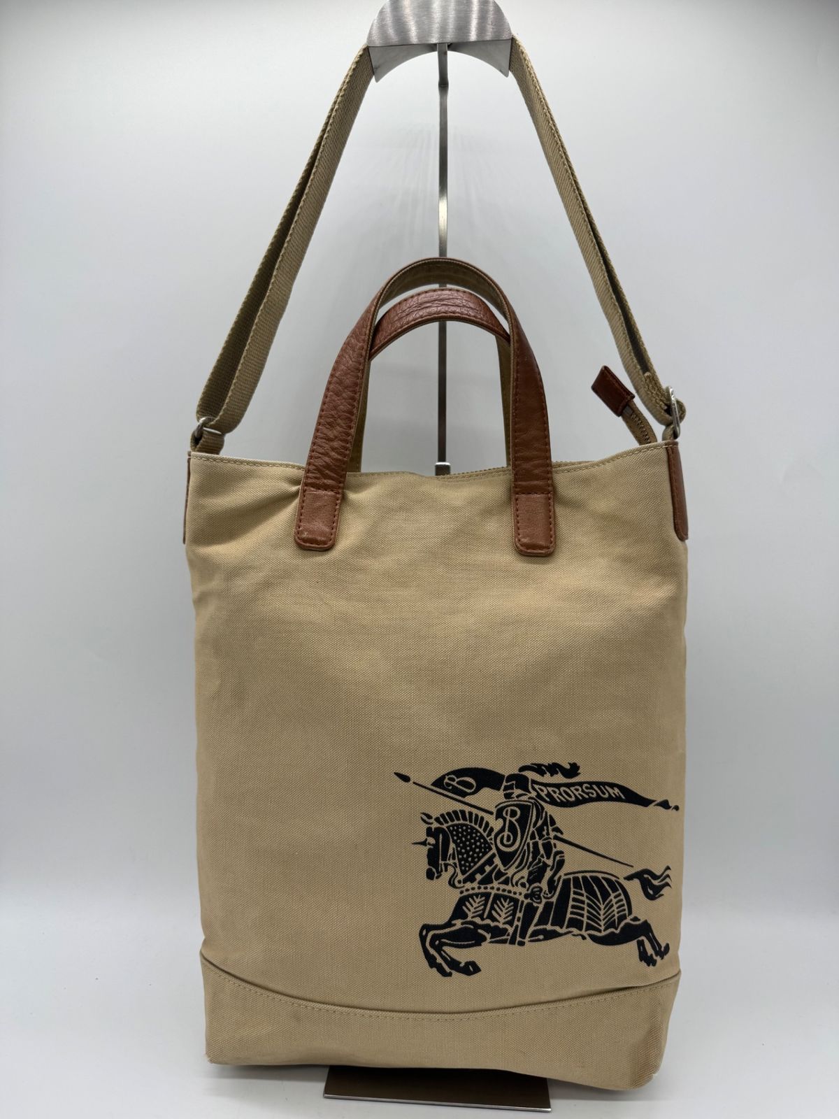 バーバリー トートバッグ 良品】BURBERRY バーバリー ビッグロゴ 2WAY トート バッグ P3092