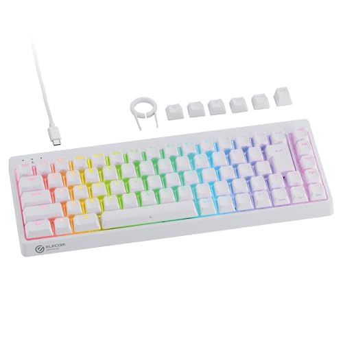 エレコム ラピッドトリガー ゲーミングキーボード V custom VK600A 有線 着脱式 磁気式アナログ検知スイッチ搭載 テンキーレス 65％サイズ ホワイト TK-VK600AWHry b60bb923
