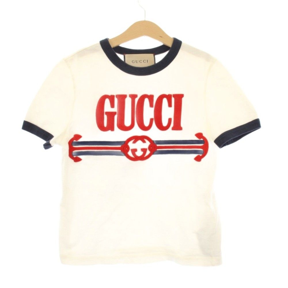 グッチ GUCCI リンガーTシャツ カットソー 半袖 刺繍 XXS 白 723566 /KH