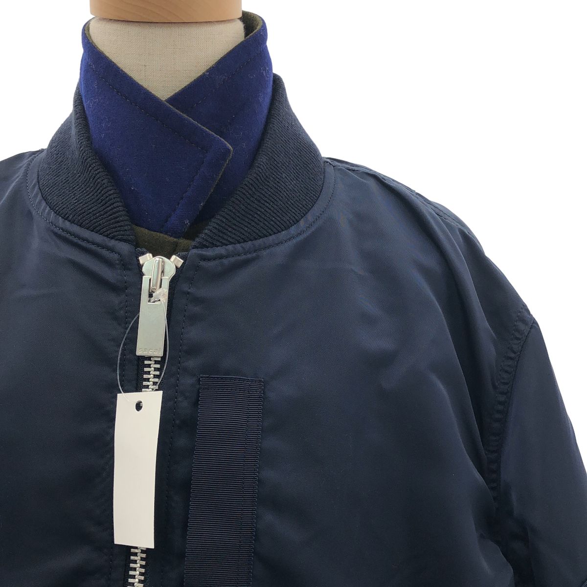 sacai / サカイ | 異素材 MA-1切り替え ロングコート | 2 | ネイビー