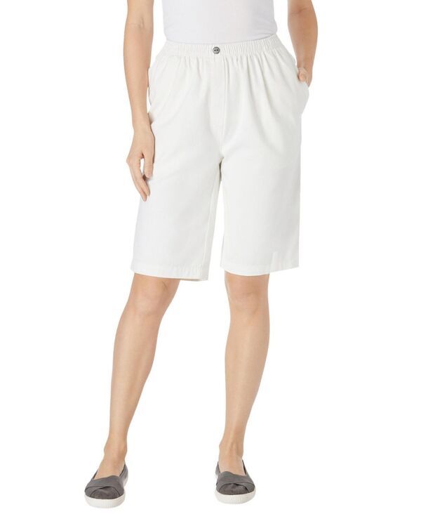 ウーマン ウィズイン レディース ボトムス ハーフパンツ・ショーツ コットン デニム Woman Within Womens Within 7Day ElasticWaist Cotton Denim