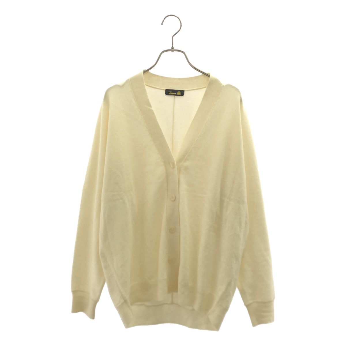 美品✨ドゥロワー　Dロゴ入り カシミヤカーディガン バイカラー　オフホワイト　M Drawer / ドゥロワー | cashmere 100％ / カシミヤ ロゴボタン ニット