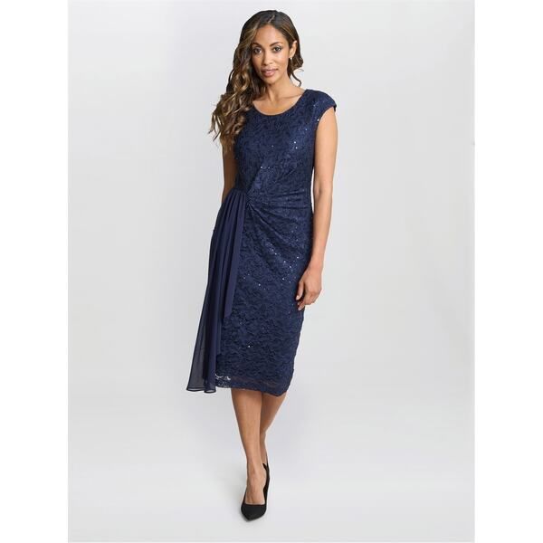 ジーナバッコーニ レディース トップス ワンピース レース Gina Bacconi Everlee Lace Dress NAVY ネイビー