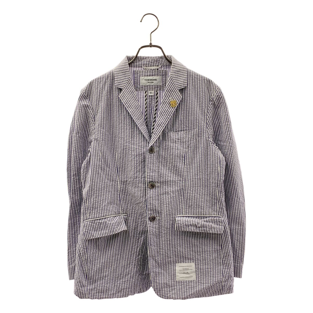 【美品】 THOM BROWNE / トムブラウン | ストライプ シングルブレスト テーラードジャケット | 1 | ホワイト/ブルー | メンズ