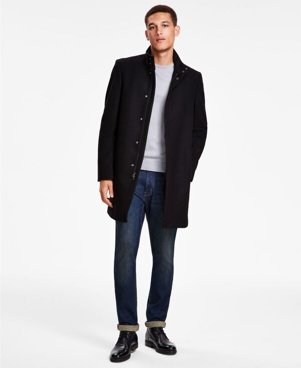 カルバンクライン メンズ アウター ジャケット・ブルゾン コート Calvin Klein Mens Mayden SlimFit Overcoat Black ブラック