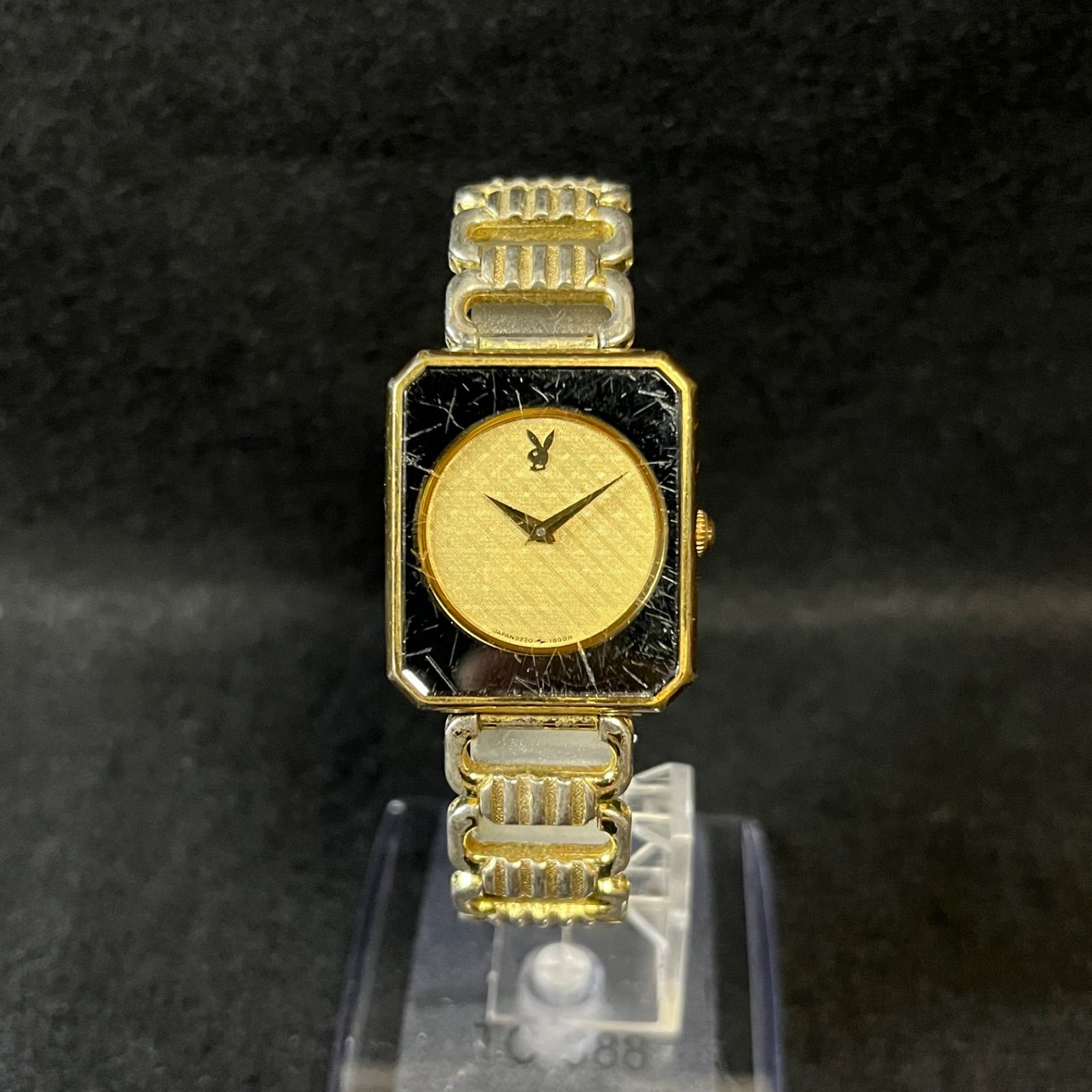 【稼働品】 希少 PLAYBOY プレイボーイ ミラー スクエア 腕時計 セイコー SEIKO 手巻き 2220-0640
