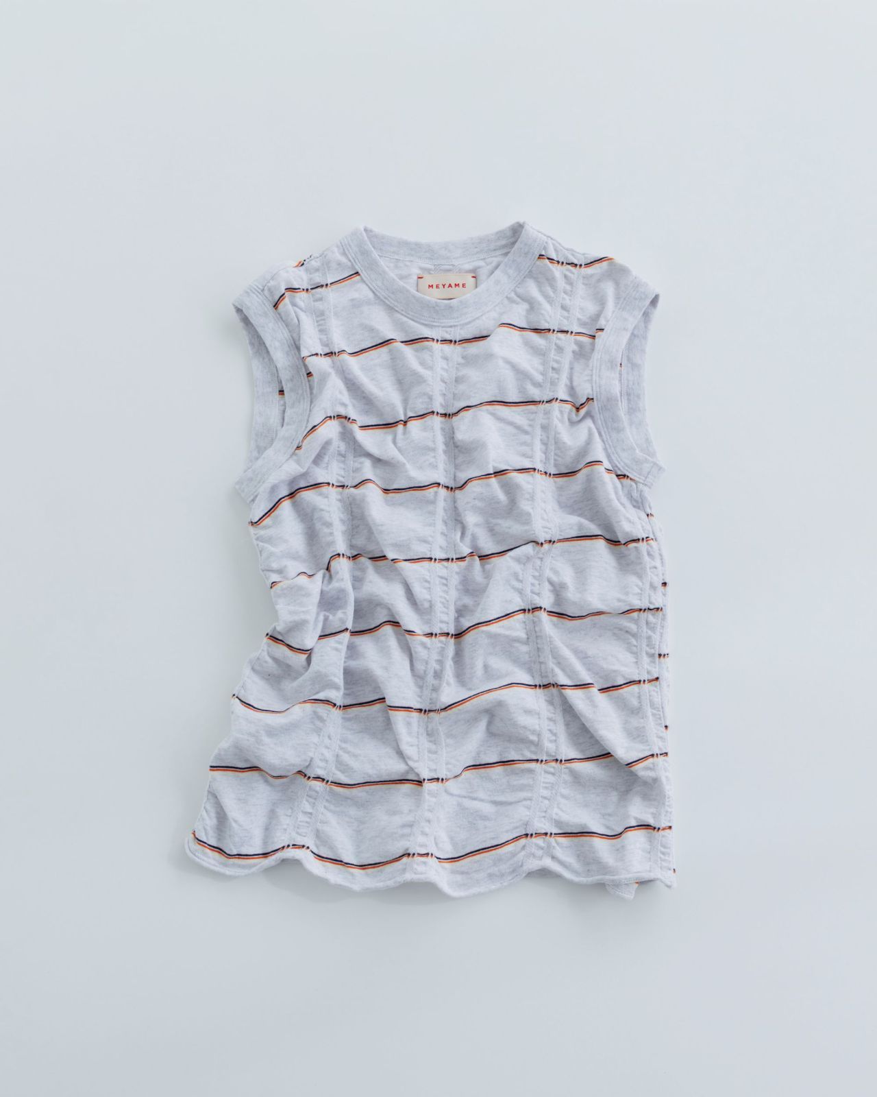 MEYAME メヤメ TUCKED JACQUARD BORDER SLEEVELESS MEY-2404 HEATHER GREY スリーブレス