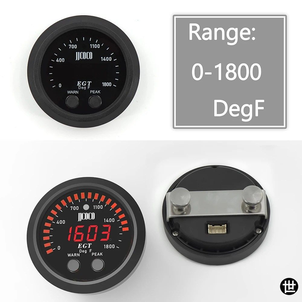 52MM Sシリーズ排気温度計 超薄型丸型 赤色LED表示 0～1800°F温度計