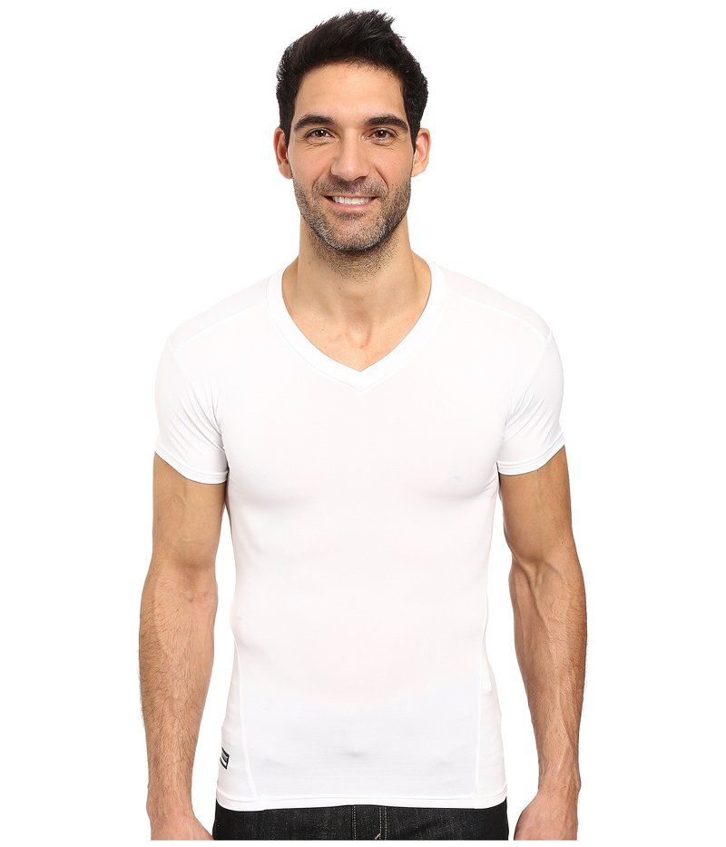 アンダーアーマー メンズ トップス シャツ Vネック Under Armour UA Tac Heat Gear Compression VNeck White ホワイト