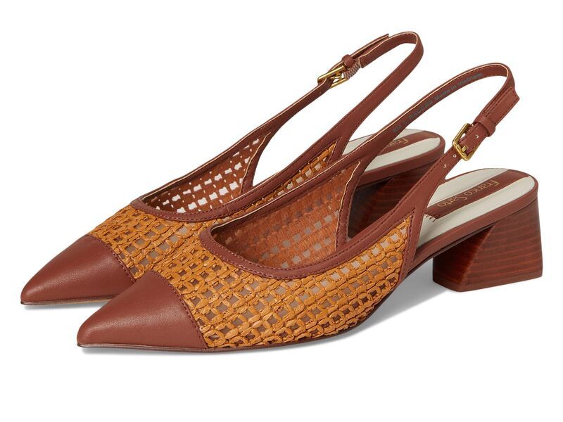 フランコサルト レディース シューズ ヒール Franco Sarto Racer9 Slingback Shoes Wicker Faux Leather Weave
