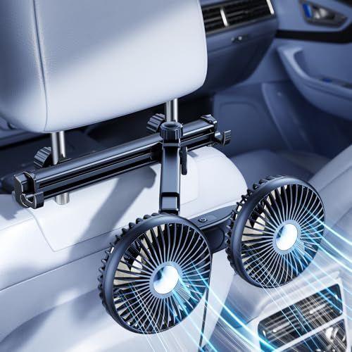 車 扇風機 車後部座席の使用 車用扇風 機 USB 折りたたみ伸縮ブラケット 隠しフック エクステンションアーム10W 5V/2A 双頭車載ファン 360°回転 角度調節可能 3段階風量調節 約178CM USB延長コード 低騒音 空気循環 1ff5d7b8