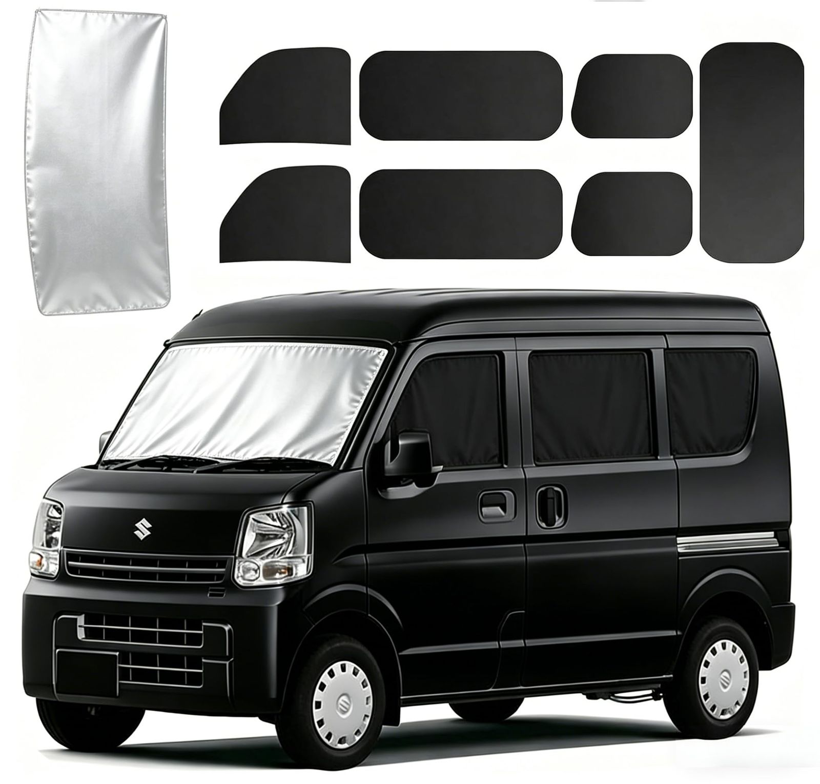 車用 カーテン スズキ エブリイ EVERY (DA17V JOIN/PC/PAリミテッド/PA)専用 マグネット スエード生地 車用 車中泊 遮光 車種専用用品 日除け 紫外線カット フロントサンシェード 運転席/助手席/サイドカーテン バ 961f3d1f