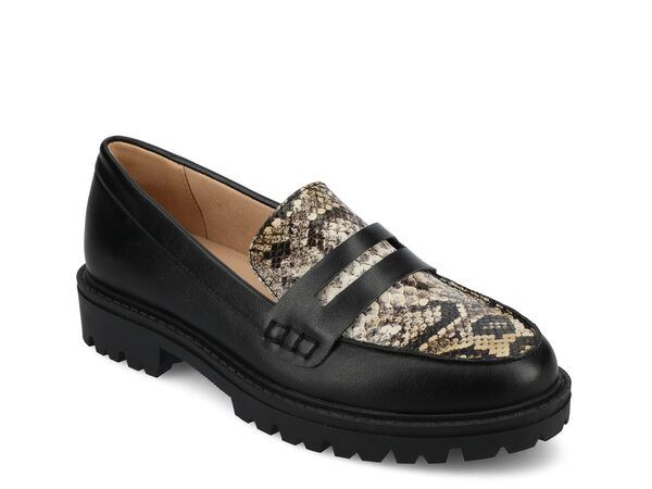 ジュルネ コレクション レディース シューズ スリッポン・ローファー Journee Collection Kenly Penny Loafer BlackMulticolor Snake Print