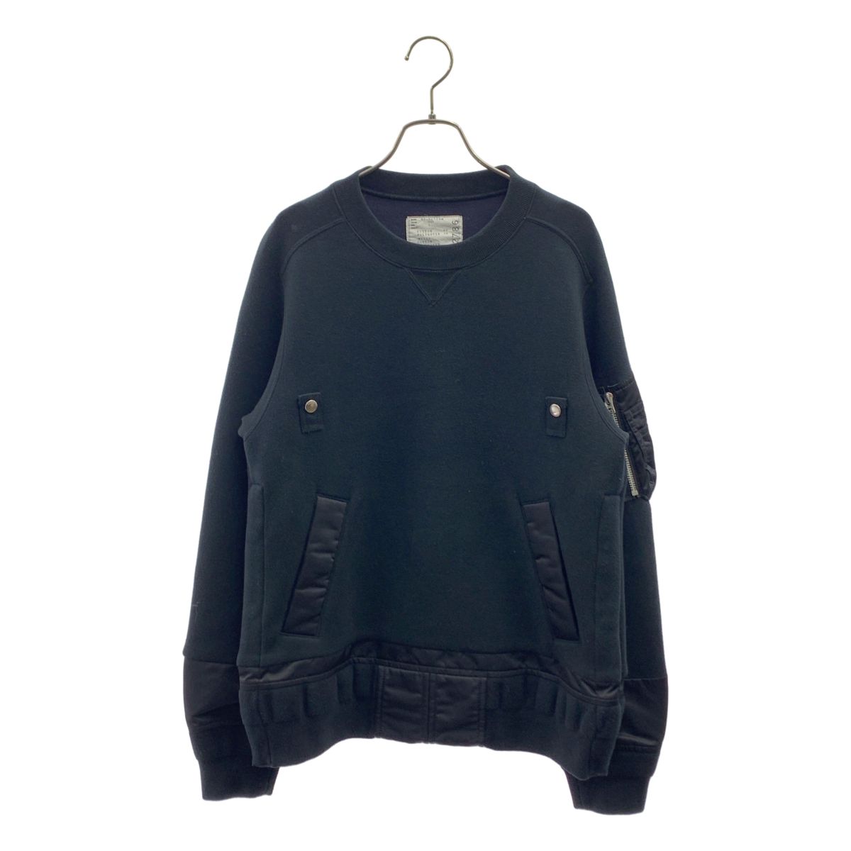 sacai / サカイ | 2022AW | Nylon Twill Mix Sponge Sweat Pullover / ナイロンツイル ミックス スポンジスウェット プルオーバー | 1 | ブラック | メンズ