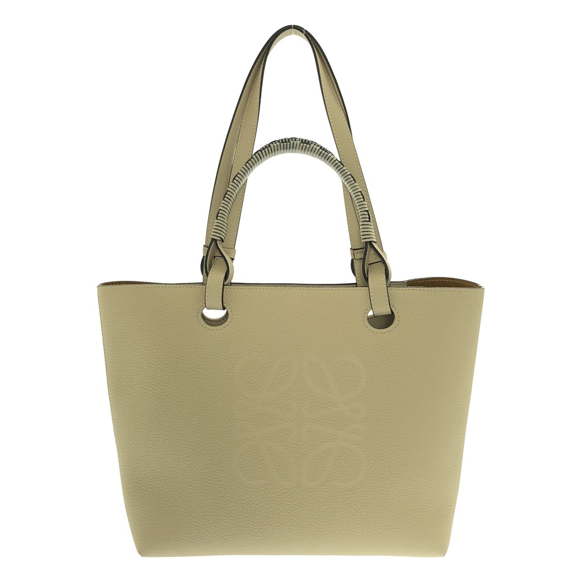 【美品】 LOEWE / ロエベ | アナグラム スモール レザー トートバッグ | ライトオーツ | レディース