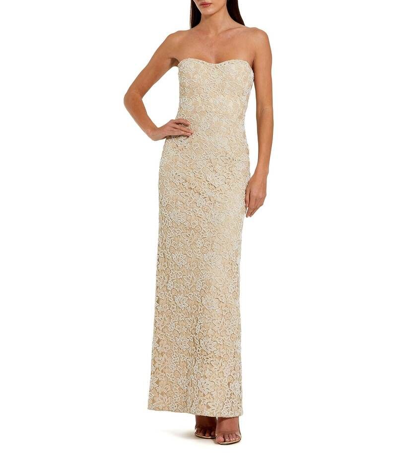 マックダガル レディース トップス ワンピース ストラップレス レース Mac Duggal Strapless Beaded Lace Fitted Column Gown Beige ベージュ 97,790円