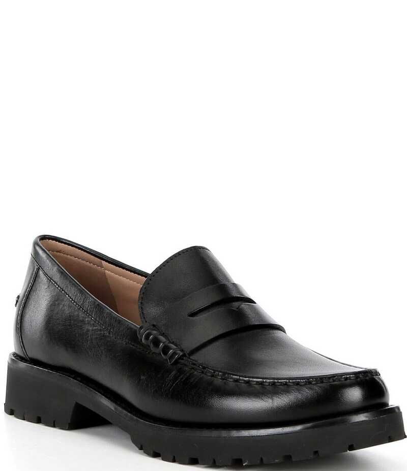 コールハーン レディース シューズ オックスフォード レザー ローファー Cole Haan Treena Leather Lug Sole Penny Loafers Black ブラック