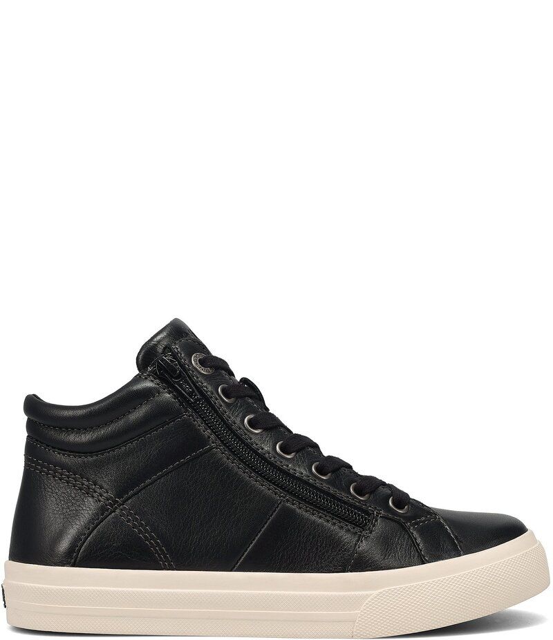 タオスフットウェア レディース シューズ スニーカー レザー Taos Footwear Womens Winner High Top Leather Side Zip Sneakers Black