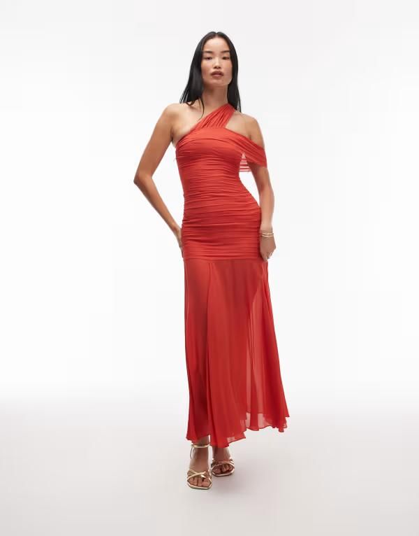 アンドアザーストーリーズ レディース トップス ワンピース アシンメトリー マキシワンピース シアー マキシ Other Stories mixed fabric maxi dress with as