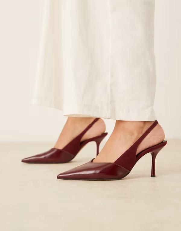 エイソス レディース シューズ ヒール ASOS DESIGN Sabrina slingback stiletto heels Burgundy バーガンディ