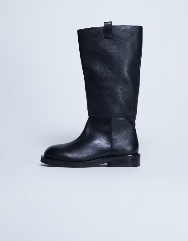 トップショップ レディース シューズ ブーツ・レインブーツ レザー Topshop Rory real leather riding boots Black ブラック 25,060円