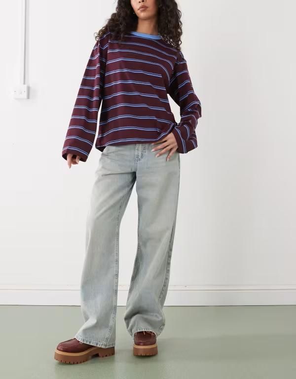 ノイジーメイ レディース ボトムス デニムパンツ ジーンズ Noisy May Adriana mid waist baggy jeans in light Blue Denim デニム