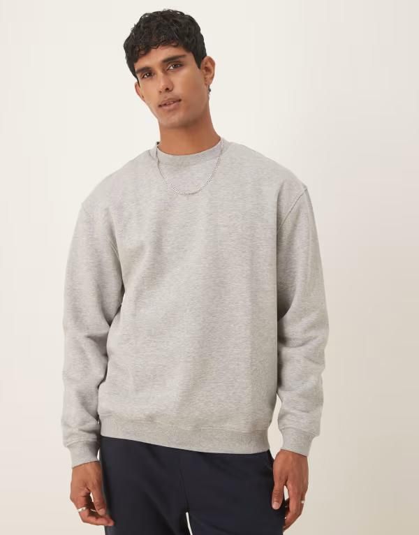 エイソス メンズ アウター パーカー・スウェット スウェット シャツ ASOS DESIGN oversized sweatshirt marl Gray Heather グレー