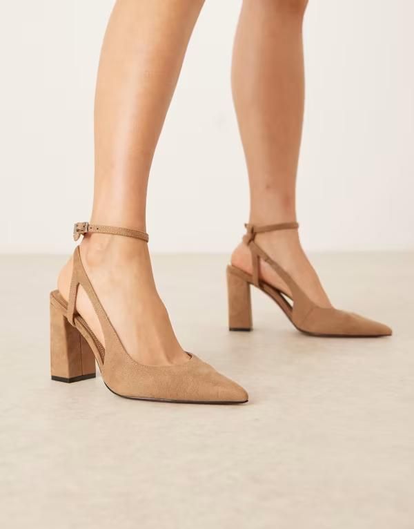 エイソス レディース シューズ ヒール スエード ASOS DESIGN Wide Fit Paisley high block heel shoes in camel suedette CAMEL