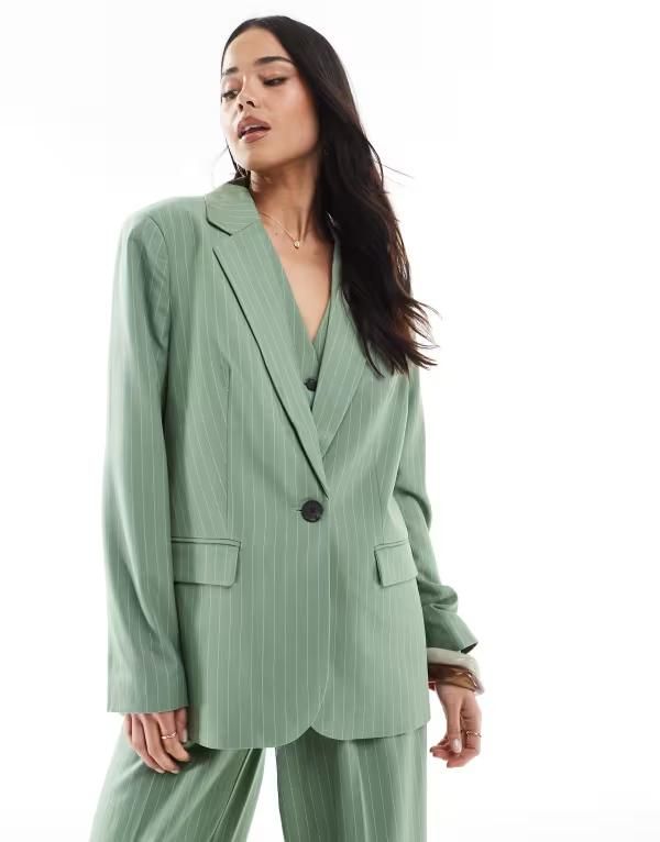ヴェロモーダ レディース アウター ジャケット・ブルゾン ブレザー Vero Moda mix and match oversized blazer pinstripe part of a set G