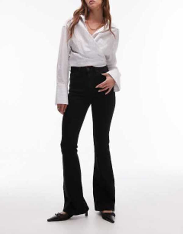 トップショップ レディース ボトムス デニムパンツ ジーンズ Topshop high rise Jamie flare jeans Black ブラック