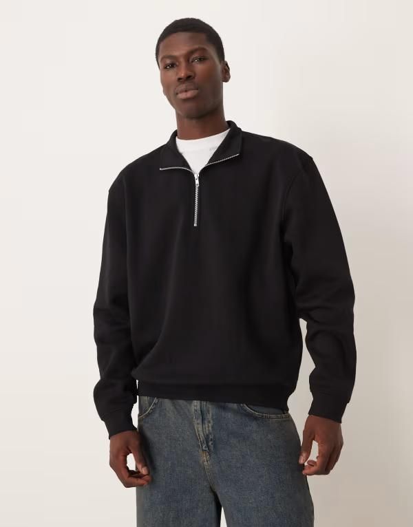エイソス メンズ アウター パーカー・スウェット リラックスフィット ハーフジップ スウェット シャツ ASOS DESIGN essential relaxed fit quarter zip sw