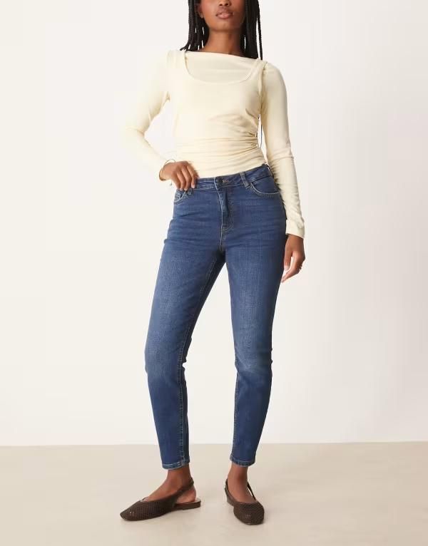 ジェイディーワイ レディース ボトムス デニムパンツ デニム アンクル ジーンズ JDY ankle length skinny jeans in midblue denim Dark blue de