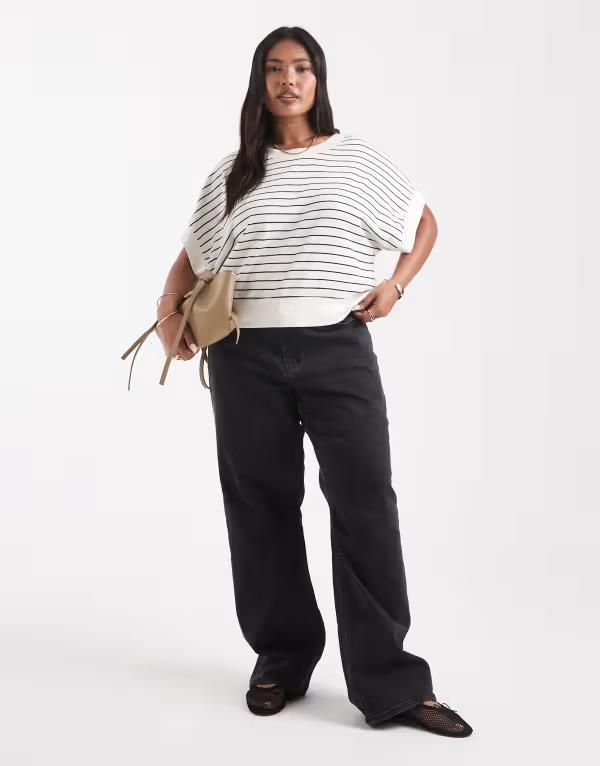 エイソス レディース ボトムス デニムパンツ ストレート ジーンズ ASOS Curve ASOS DESIGN Curve comfort stretch straight leg jeans in