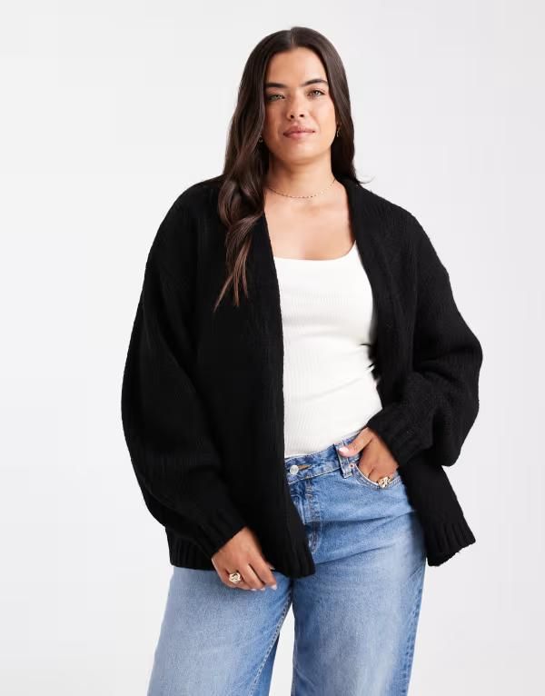 エイソス レディース アウター カーディガン ASOS Curve ASOS DESIGN Curve chunky oversized edgetoedge cardigan Black ブラック