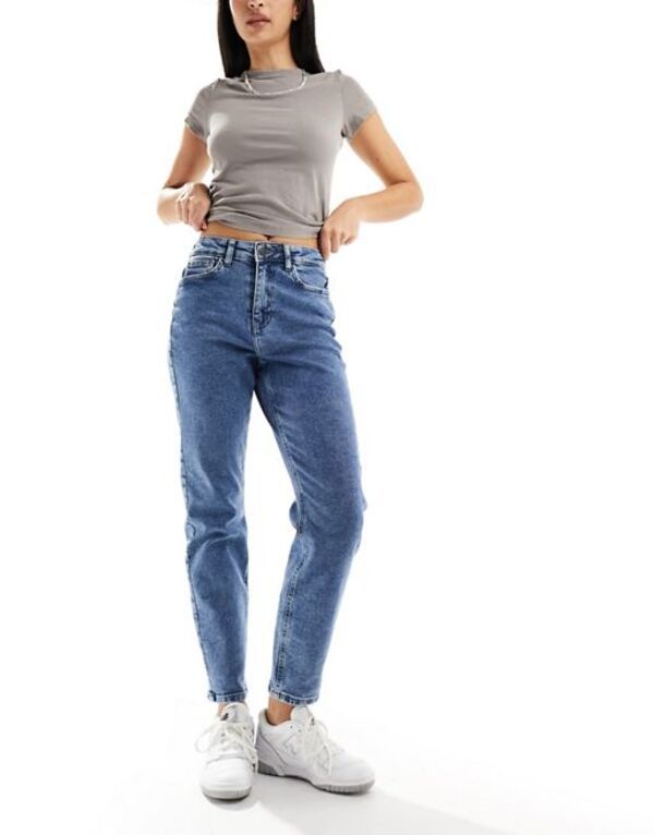 ノイジーメイ レディース ボトムス デニムパンツ ジーンズ Noisy May Moni high waisted straight jeans in mid wash Medium blue den
