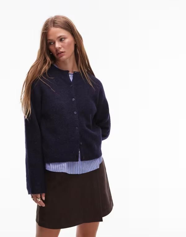 アンドアザーストーリーズ レディース アウター カーディガン ウール Other Stories alpacand wool cardigan with button front Dark blue