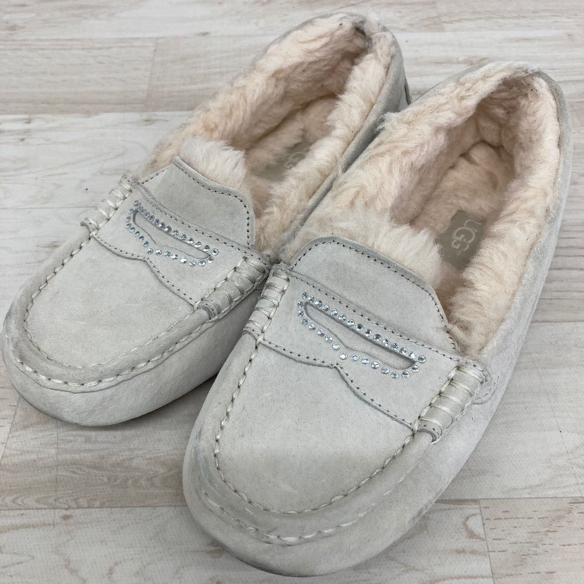 UGG モカシン 22cm相当 USA5/EU36 グレー系 ビジュー ラインストーン