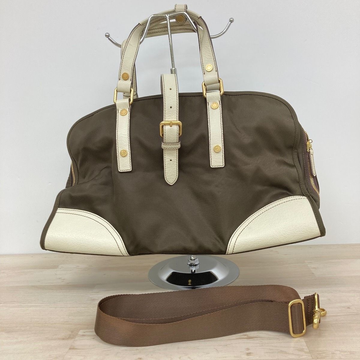美品 SAZABY サザビー 2way ボストンバッグ/ショルダーバッグ ブラウン