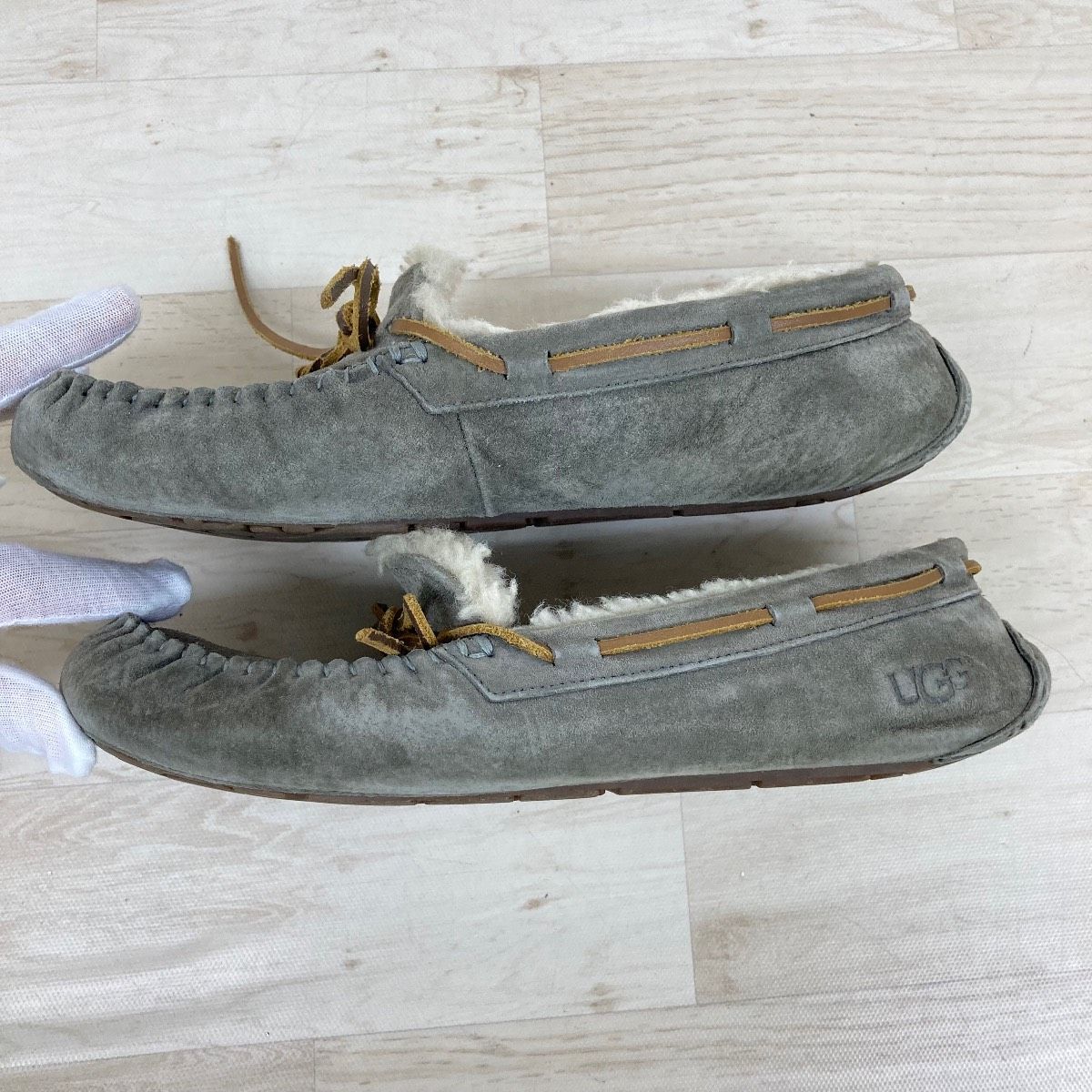 UGG/アグ モカシン スリッポン 25cm グレー S/N 5612 ボア ムートン