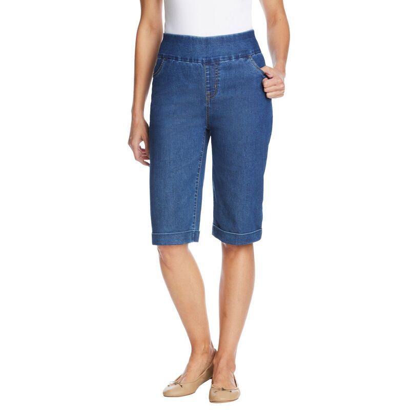 ウーマン ウィズイン レディース ボトムス ハーフパンツ・ショーツ プラスサイズ ショートパンツ デニム ジーンズ Woman Within Plusize PullOn ElasticWaistre