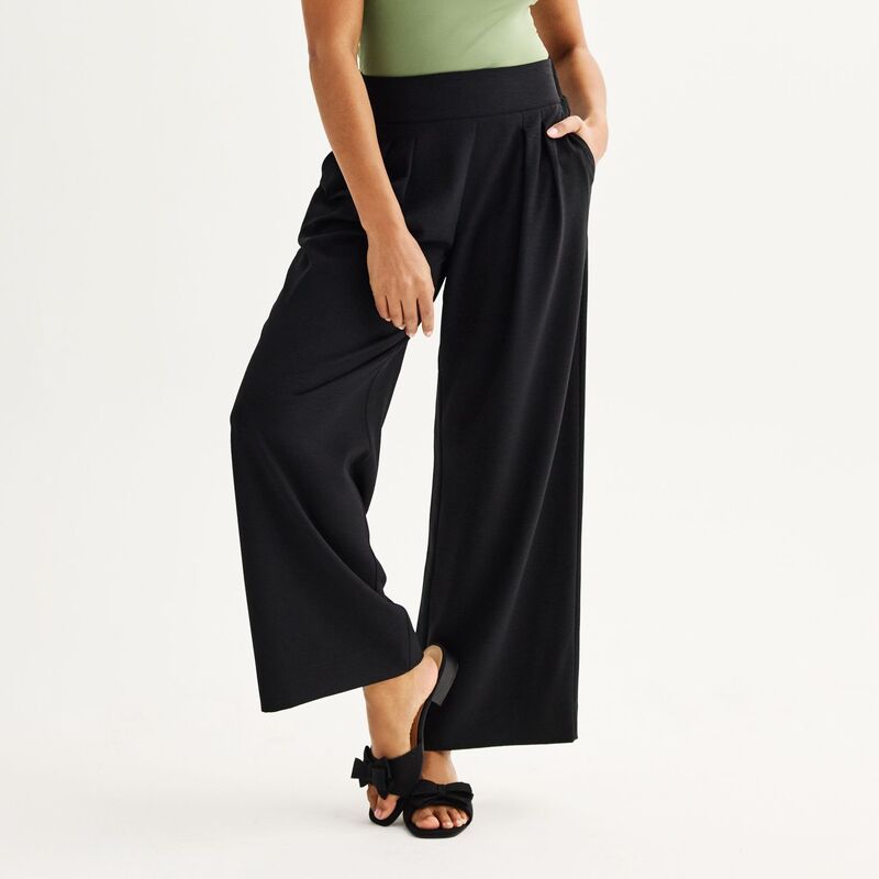 ナインウェスト レディース ボトムス カジュアルパンツ ワイドレッグ Womens Nine West Soft PullOn Wide Leg Pants Mineral Black ブラック